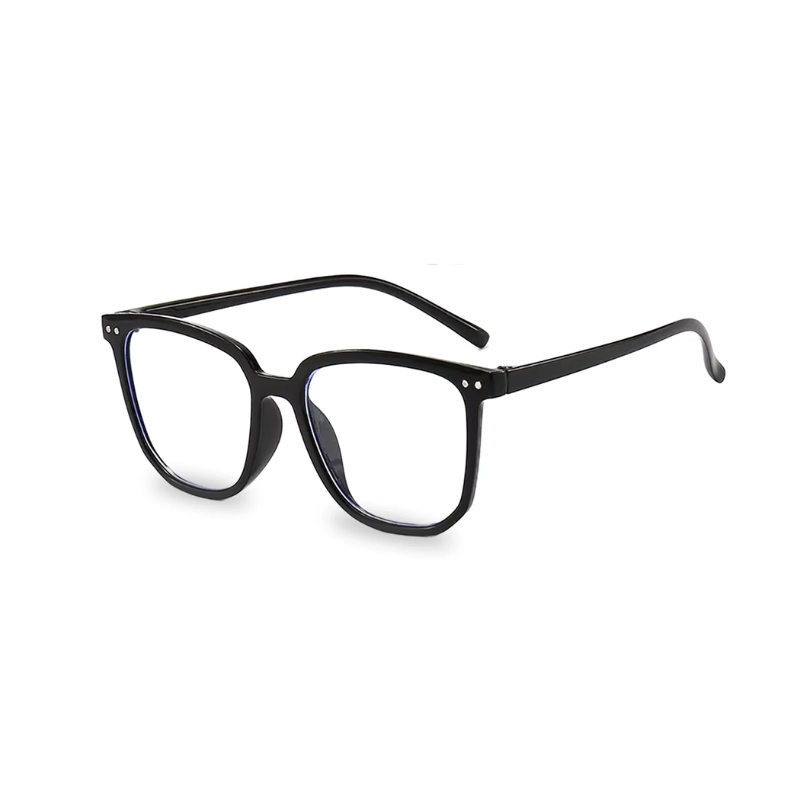 Lunettes PEACEPUPIL anti lumière bleue, monture plastique noire, vue de trois quarts
